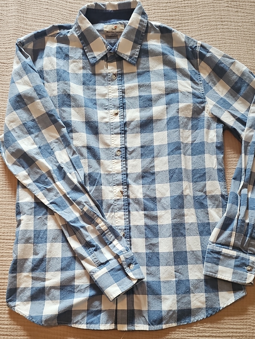 Marine Layer Blue & White Check Button-Down Shirt